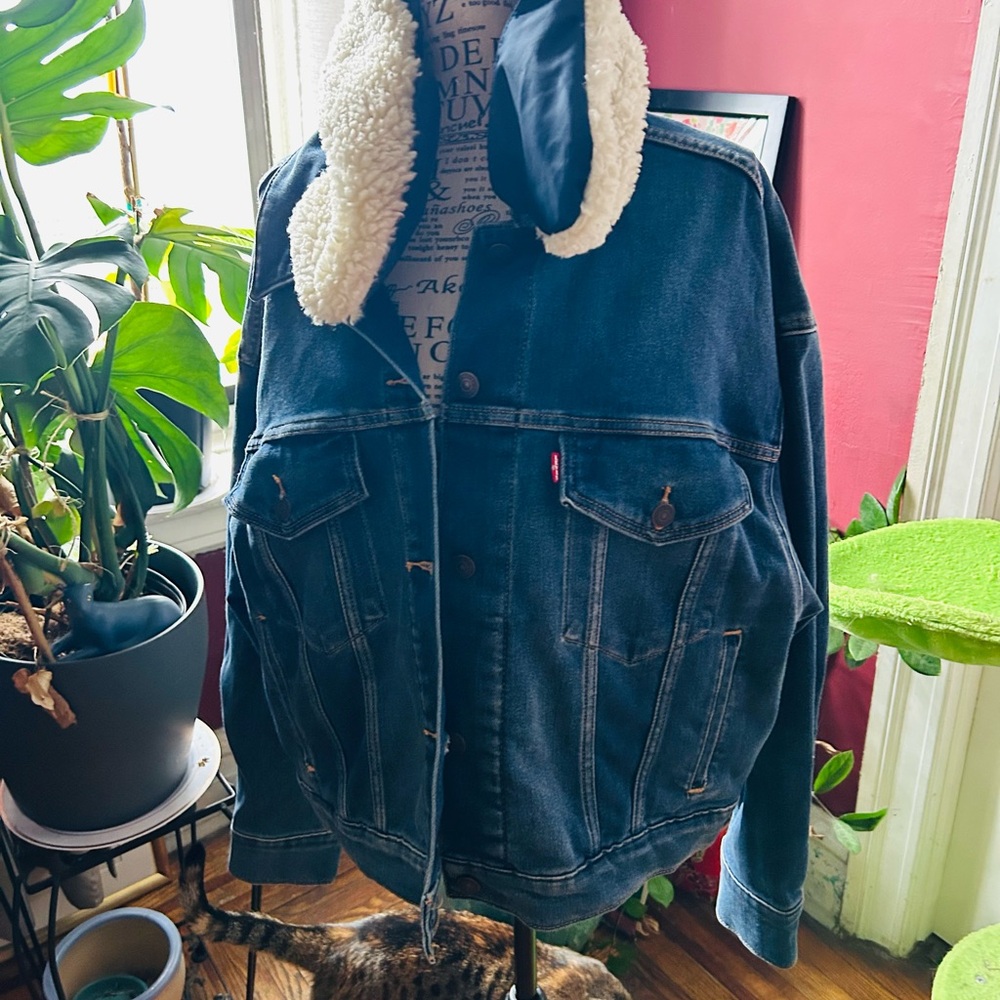 Levi's Blue Denim Jacket with Sherpa Collar